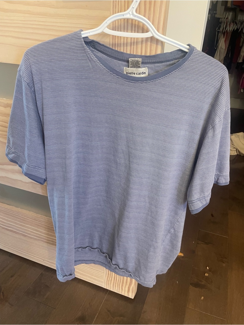 Pierre Cardin Light Blue Micro-Stripe Short Sleeve Tee - M
